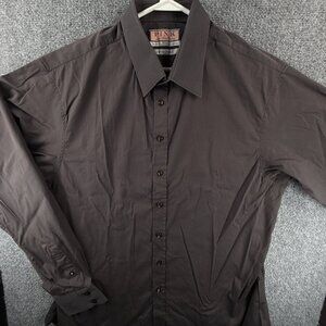 Thomas Pink Point Slim Stretch 18 Cotton Nylon Spandex Gray Button Up British